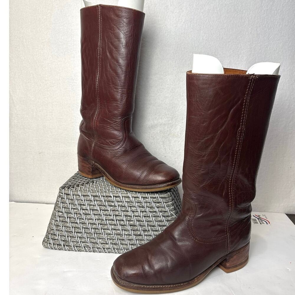 VTG Frye Campus Boots Men's 9D Brown USA Square Toe 80s MUST READ DESCRIPTION